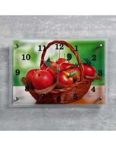 Часы настенные серия Кухня Корзина с яблоками 25х35 см Сюжет
