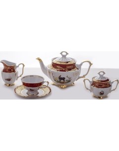 Сервиз чайный Охота красный На 6 персон 15 предметов Bavarian porcelain