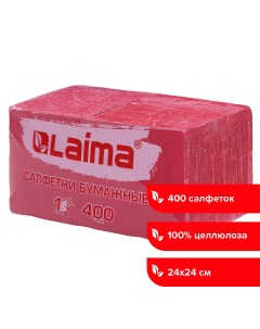 Салфетки бумажные 400 шт 24х24 см Big Pack красные 100 целлюлоза Laima