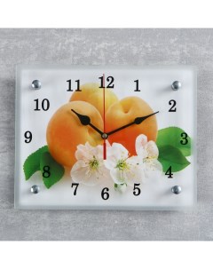 Часы настенные серия Кухня Абрикосы с цветами 20х25 см Сюжет