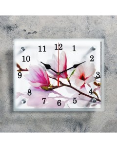 Часы настенные серия Цветы Бело сиреневые цветы 20х25 см Сюжет