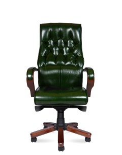 Кресло руководителя Боттичелли дерево зеленая глянцевая кожа мультиблок Norden