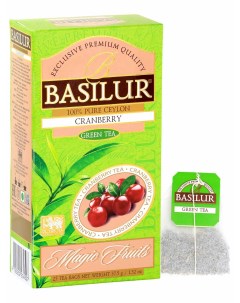 Чай зеленый Волшебные фрукты Клюква 25 пакетиков Basilur