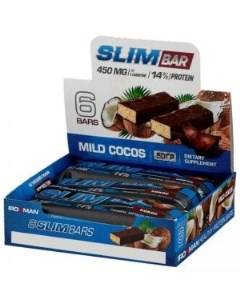 Батончик Slim Bar с L карнитином 6шт по 50 г кокос тёмная глазурь Ironman