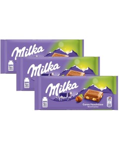 Шоколад Молочный Hazelnuts с цельным фундуком 100г х 3 шт Milka