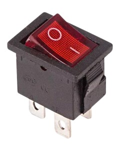 Выключатель клавишный 250V 6А 4с ON OFF красный с подсветкой Mini 36 2190 Rexant