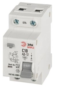 Выключатель автоматический дифференциального тока 1P N С10 30мА тип АС АВДТ 4 5кА SIMPLE D Era