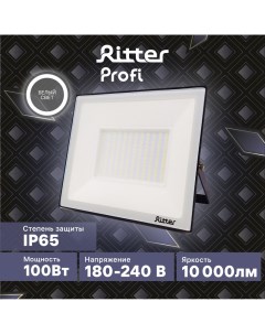 Прожектор Profi светодиодный 180 240В 100 Вт 4000 К 10000 Лм IP65 черный Ritter