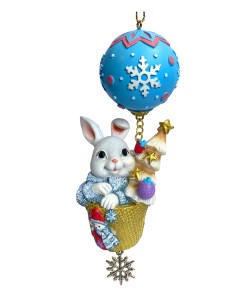 Елочная игрушка Заяц на воздушном шаре 89323 1 шт разноцветный Феникс present