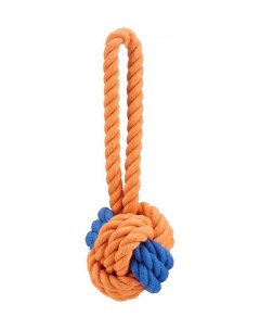 Игрушка для собак Мяч из каната с узлом красно синий 22х9 см Petsona