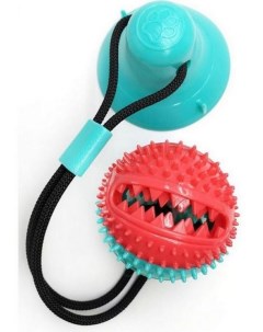 Игрушка для собак Мяч шипованный бирюзово красный на одной присоске 40 см N1