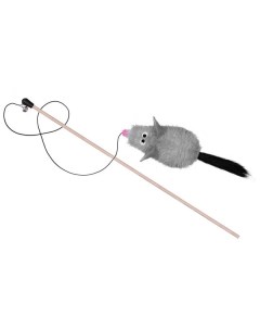Игрушка для кошек Дразнилка мышь Ариэти с хвостом из натуральной норки серая Petshopru