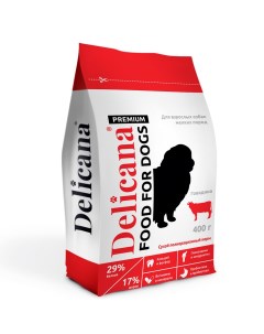 Сухой корм для собак Premium для мелких пород говядина 0 4кг Delicana