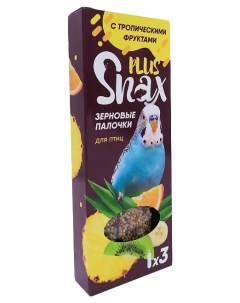 Лакомство для птиц Plus зерновые палочки с тропическими фруктами 3 шт 90 г Snax