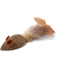 Жевательная игрушка для кошек из кошачьей мяты Мышка с перьями коричневый Триол