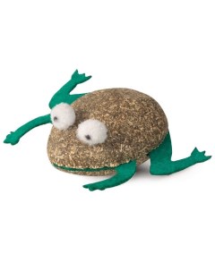 Жевательная игрушка для кошек Лягушка мята текстиль зеленый коричневый 4 см Триол