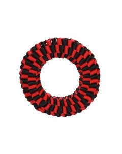 Игрушка для собак Кольцо плетеное полиэстр красно черное 15 см Flamingo