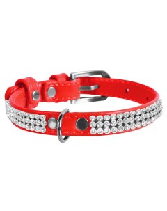 Ошейник для собак Collar Glamour с украшением Полотно стразы Красный 21 29 см Waudog