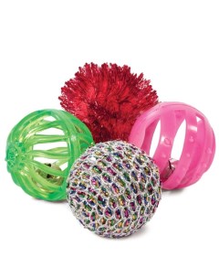 Набор игрушек для кошек Мяч полиэстер пластик металл разноцветный 4 см 4 шт Триол