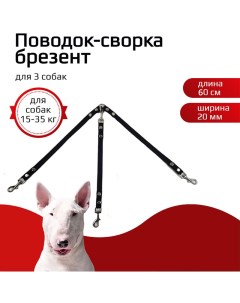 Сворка для собак брезент черный 60 см х 20 мм Хвостатыч