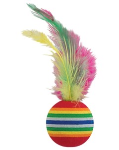Мяч для кошек Мяч с пером перья разноцветный 4 5 см 120 шт Триол