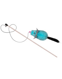 Игрушка для кошек Дразнилка мышь Ариэти с хвостом из натуральной норки голубая Petshopru