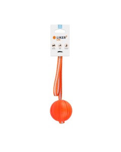 Мячик на ленте для собак мелких и средних пород Line оранжевый 7 см Liker