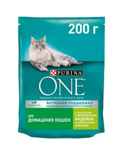 Сухой корм для домашних кошек с индейкой и злаками 10 шт по 200 г Purina one
