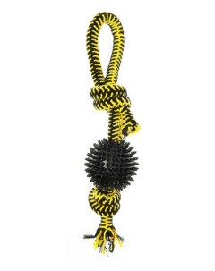 Игрушка для собак TWIST Prickly Ball из каната желтая 42 см M-pets