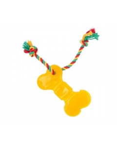 Игрушка для кошек Кость с канатом термопластичная желтая 19 см Mr.pet