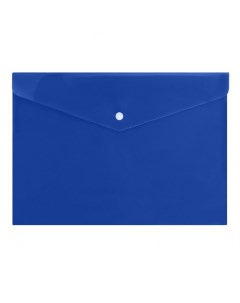 Папка конверт на кнопке А4 150мкм пластик синяя непрозрачная Informat