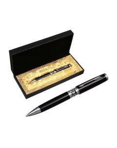 Шариковая ручка подарочная в кожзам футляре Кронос черный с серебром Calligrata