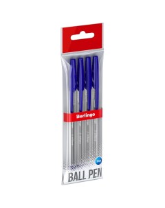 Ручка шариковая Tribase синяя 1 0мм 4шт пакет с европодвесом Berlingo