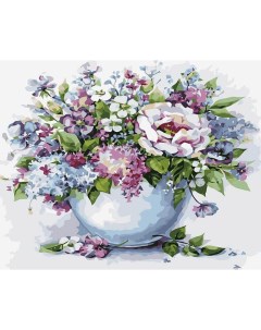 Картина по номерам Нежные цветы в белой вазе 40x50 см Цветной