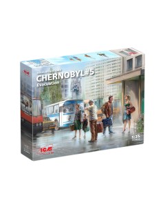 Сборная модель 1 35 Чернобыль 5 Эвакуация 4 взрослых 1 ребёнок и багаж 35905 Icm