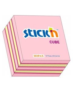 Упаковка блоков самоклеящихся 21341 76x76 400 л 3 цв неон пастель розовый Stick`n