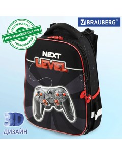 Ранец PREMIUM с брелком Next level 3D панель 38х29х16 см 270597 черный Brauberg