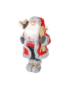 Дед Мороз в красной шубке с лыжами и подарками 60 см Maxitoys