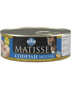 Влажный корм для кошек Matisse Mousse мусс с треской 0 085 кг Farmina