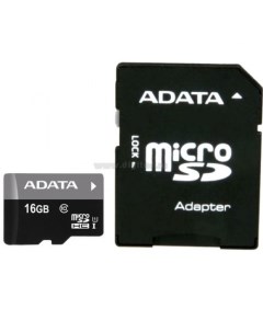 Карта памяти 16Gb Premier Micro Secure Digital HC Class 10 UHS I U1 AUSDH16GUICL10 RA1 с переходнико Adata