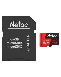 Карта памяти 256Gb microSDHC P500 Pro NT02P500PRO 256G R с переходником под SD Netac