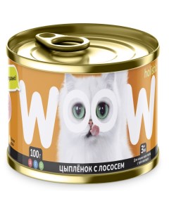 Корм для кошек цыпленок с лососем банка 100г Woow