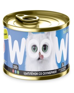 Корм для кошек цыпленок со скумбрией банка 100г Woow
