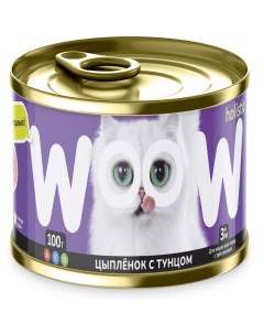 Корм для кошек цыпленок с тунцом банка 100г Woow