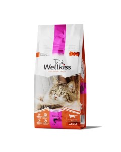 Adult Сухой корм для взрослых кошек с лососем 1 5 кг Wellkiss