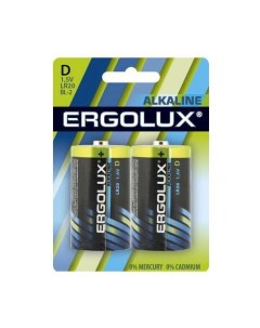 D Батарейка Alkaline LR20 BL 2 2 шт 21000мAч Ergolux
