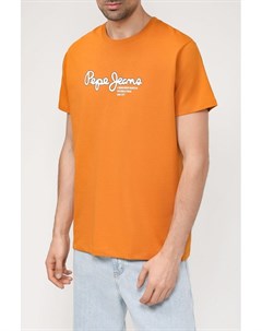 Хлопковая футболка с логотипом бренда Pepe jeans