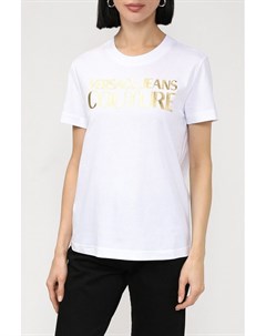 Футболка с золотистым логотипом Versace jeans couture
