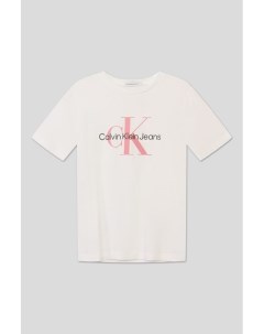 Хлопковая футболка с логотипом бренда Calvin klein jeans