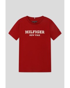 Хлопковая футболка с логотипом бренда Tommy hilfiger